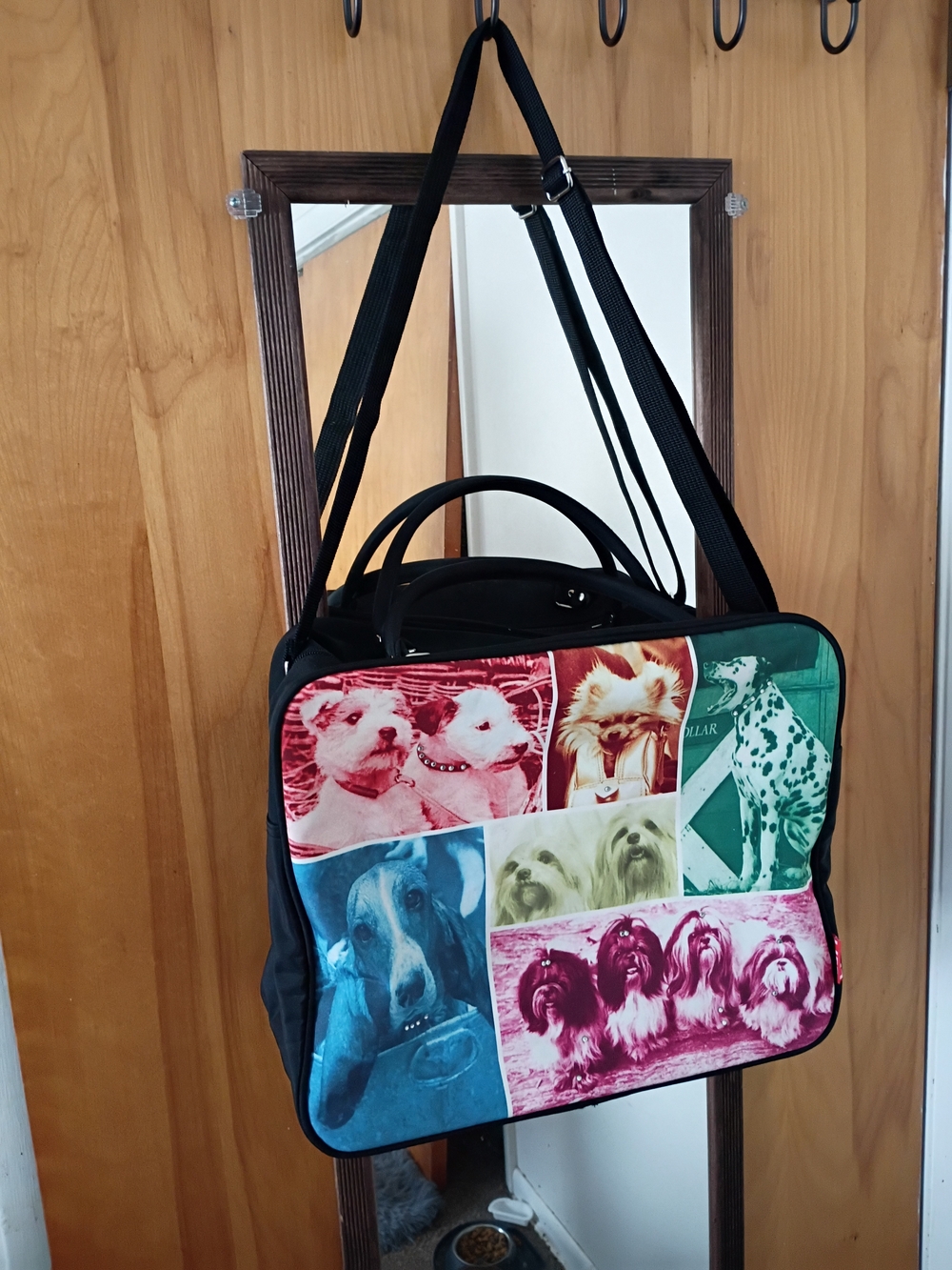 Colorblock Dog Print Travel Tote Bag - Multicolor